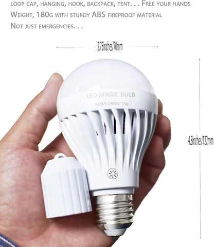BSOD AC 85-265V 7W LED Magic Bulb with Remote Controller Cool White Emergency Light with Rechargeable Built-in Battery E27 Lamp for Home Indoor Lighting (White 2 Pack)