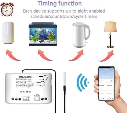 1CH Tuya Intelligent Temperature Sensor,85-250V Dry Contact Relay,Wireless Intelligent Monitoring,Temperature Control of Greenhouse Hatching Fish Tank seedlings,Compatible with Alexa Google Home