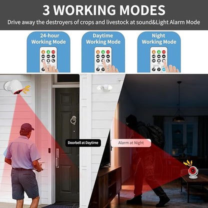 3 Pack Wireless Motion Detector Alarm for Indoor Use, PIR Motion Sensor with Sound Player for Pets, Dogs & Animal Deterrent, Intruder Alert & Remote Safety System, Noise Maker Sensor de Movimiento