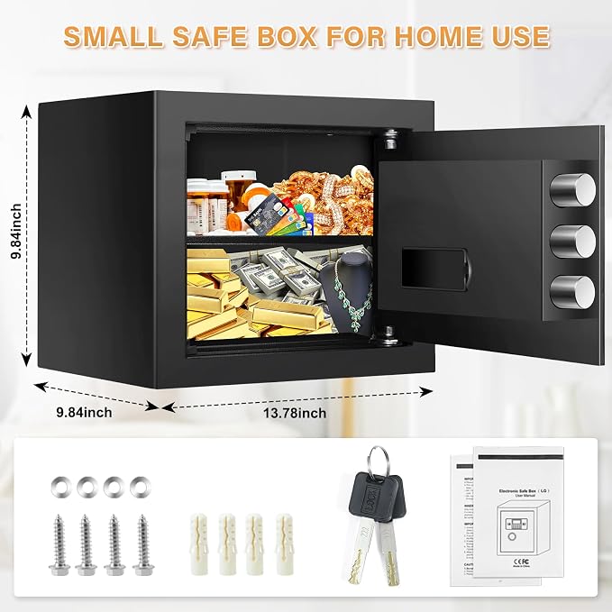 BUKUMO Small Safe for Home, Mini Safe Box for College Dorm Room