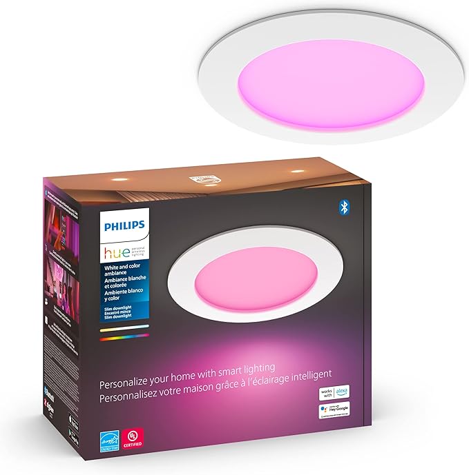Philips Hue Slim 6" Downlight, White and Color LED Smart Light (Bluetooth Compatible) Bridge