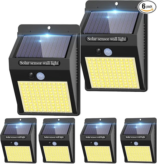kolpop 6 Pack Solar Motion Lights Outdoor, 3 Modes/100LED Security Wireless IP65 Waterproof Wall Outdoor for Front Door, Backyard, Garage, Deck(Warm White)