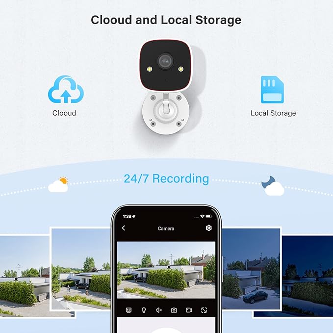 Jennov 2K WiFi Security Camera Indoor/Outdoor, Plug-in Home Surveillance Cam with Color Night Vision, Human Motion Detection, 2-Way Audio, IP66 Waterproof, Baby & Pet Monitor, 5G/2.4G