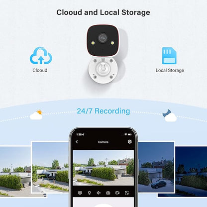 Jennov 2K WiFi Security Camera Indoor/Outdoor, Plug-in Home Surveillance Cam with Color Night Vision, Human Motion Detection, 2-Way Audio, IP66 Waterproof, Baby & Pet Monitor, 5G/2.4G