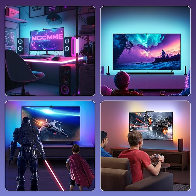 Llumtang TV Backlight for 65-70 inch TVs | Color-Sync Technology | Multi-Color LED RGBMC Lights | Wi-Fi | App Controlled | AI Sync Sensor | Immersive Viewing Experience | Ambient Light