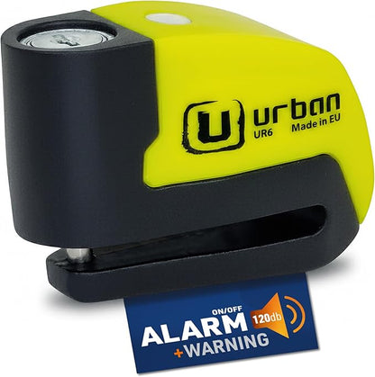 URBAN UR6 Hi-Tech Motorcycle Disc Lock with Smart Alarm | Best Value | 120dB, LED, Warning, A+ Sensitivity, Truly Waterproof, Long-Life CR2 Battery, Carried Locked, Bike Anti Theft Wheel Brake Locks