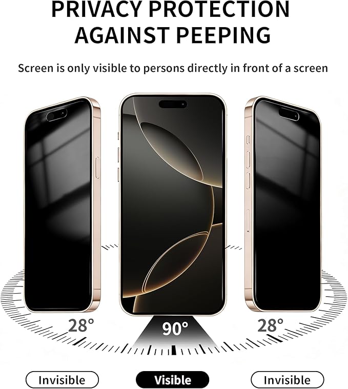 3 Pack Privacy Screen Protector for iPhone 16 Pro Tempered Glass 6.3inch Private Saver Anti-Spy Eye Protection Anti-Scratch Full Coverage