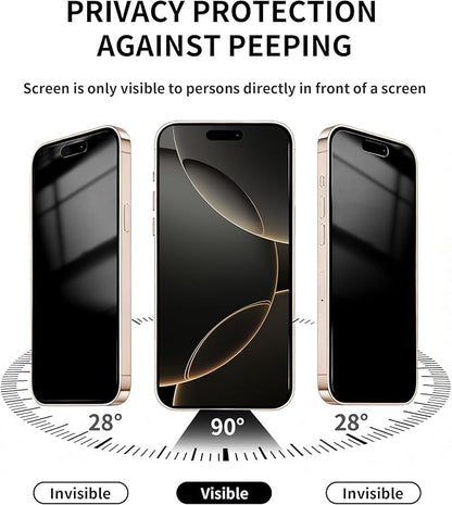 3 Pack Privacy Screen Protector for iPhone 16 Pro Tempered Glass 6.3inch Private Saver Anti-Spy Eye Protection Anti-Scratch Full Coverage