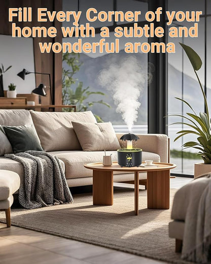 Aesthetic 2-in-1 Humidifier Oil Diffuser with Rotating Raindrop & 7 LED Mood Lights,Cool Mist Humidifier Quiet Variable Mist for up to 24 Hrs,Easy to Fill & Clean, Auto Shut-Off
