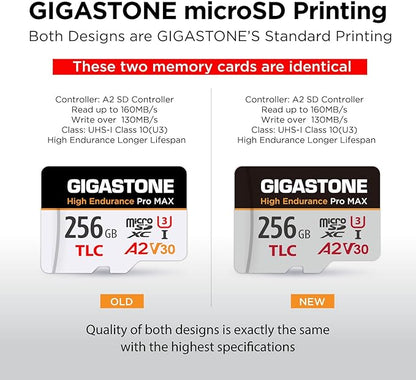 【5 Yrs Free Data Recovery】【Dash Cam】 GIGASTONE 256GB Micro SD Card, TLC High Endurance Pro MAX, Speed Up to 160MB/s, Compatible with REDTIGER Rove VIOFO VANTRUE PRUVEEO, MicroSDXC UHS-I A2 V30 U3