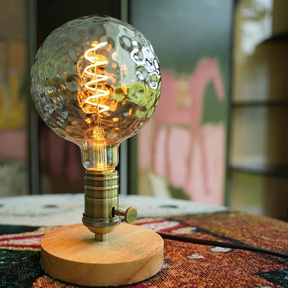 G40 LED Edison Bulb, Smoke Gray Hand-Blown Hard Glass, 4W (25W Incandescent Equivalent), 110-130V, E26, 2000K Warm Yellow Light, 200LM, Dimmable, for Indoor Decorative Lighting (Meteorite)