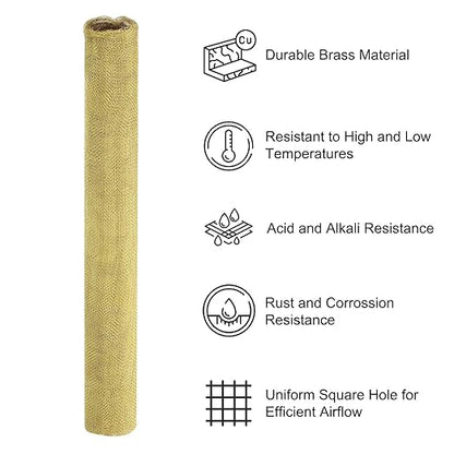 PATIKIL Brass Woven Wire Mesh Screen Roll 39x12, 2 Roll 20 Mesh Filter Metal Coarse Dense Gauze Mesh for Window Security Vent Cover Filtration Animals Fence, Yellow