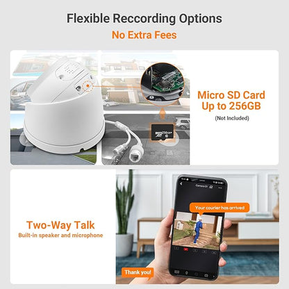 VIKYLIN 8MP IP POE AI Camera, Active Deterrence, 4K @30fps 98ft Night Color Vision F1.0,Vehicle & Human Detection, 2-Way Audio,SD(256GB),IP67 Security Wizsense Outdoor Turret Camera(VK3849)