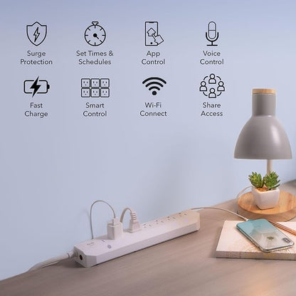 Geeni Smart Surge Protector 6-Outlet Power Strip – Wi-Fi Enabled with Voice Control (Alexa, Google Assistant), Surge Protection, 3ft Extension Cord, Remote Access