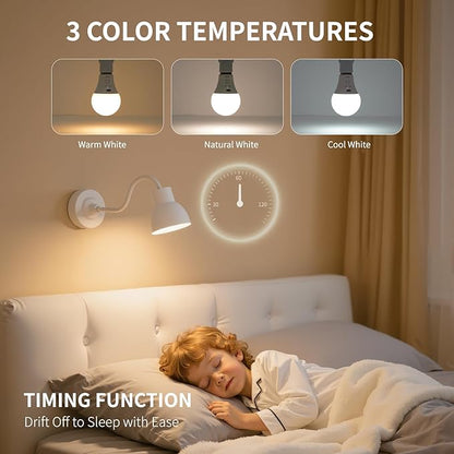 FRIDEKO HOME Rechargeable Light Bulbs - 2600mAh E26 Battery Operated Dimmable Lightbulb with USB-C Charging for Lamps | Touch Control | Timer Function - 1 Pack Portable Camping Emergency Light