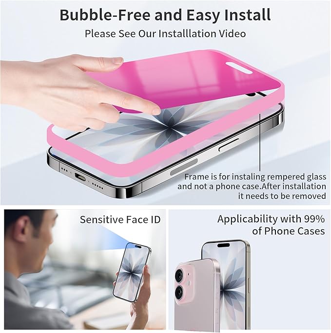 Juvraixo for iPhone 17 Privacy Screen Protector 6.3 Inch Anti Blue Light Tempered Glass 28° Rose red Gradient Anti-Spy Easy Installation Full Coverage Anti-Scratch