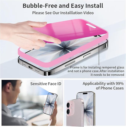 Juvraixo for iPhone 17 Privacy Screen Protector 6.3 Inch Anti Blue Light Tempered Glass 28° Rose red Gradient Anti-Spy Easy Installation Full Coverage Anti-Scratch
