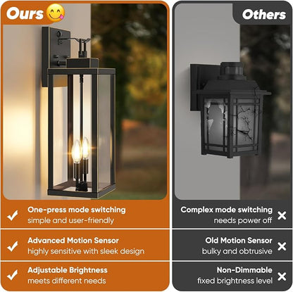 BesLowe 2-Pack 18” Large Motion Sensor Outdoor Wall Lights, Bronze