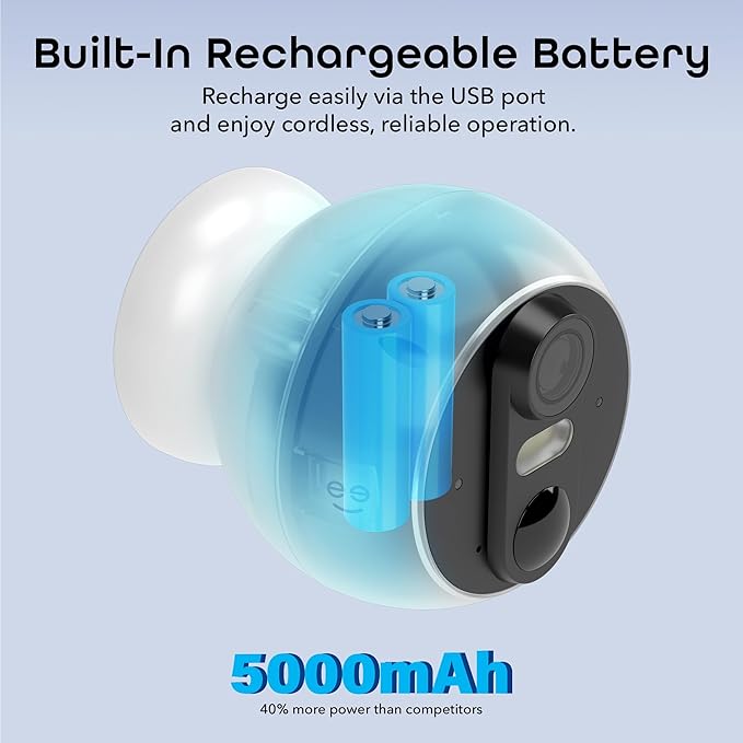 Geeni Perch 3MP Smart Magnetic Battery Camera – 2K HD Outdoor Wireless Security Camera with Color Night Vision, LED Spotlight, 2-Way Audio, & IP66 Weatherproof – Works with Alexa & Google Assistant