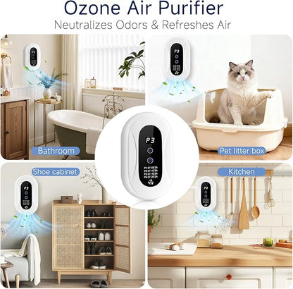 Cat Litter Box Deodorizer Plug In Air Purifier, Room Deodorizer for House Pet Odor, Negative Ion Portable Air Cleaner Suitable for Bathroom, Kitchen, Living Room & Pet Areas