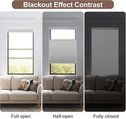 Godark Motorized TDBU Cellular Shades with Remote Control Smart Honeycomb Blinds Compatible with Alexa Google Home Smarthings Custom Double Cellular Blackout for Indoor Windows Doors-White