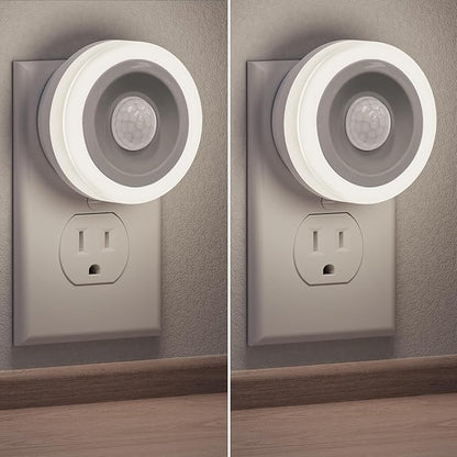 Briignite Motion Sensor Night Light, [2 Pack] Night Lights Plug into Wall, Auto On/Off Motion Activation Nightlight, Energy-Saving 0.6W LED, Daylight White, Ideal for Kids, Bedroom, Bathroom