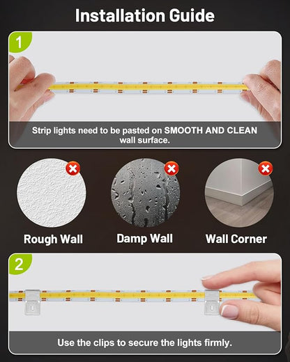 COB LED Strip Lights 32.8ft, Dimmable White CCT Tunable 2300K-6500K, DC 24V High Lumen Cuttable LED Tape Light, 6080 LED 48W CRI 90, APP Remote Control, Music Mode, For Home DIY, Living Room, Bedroom