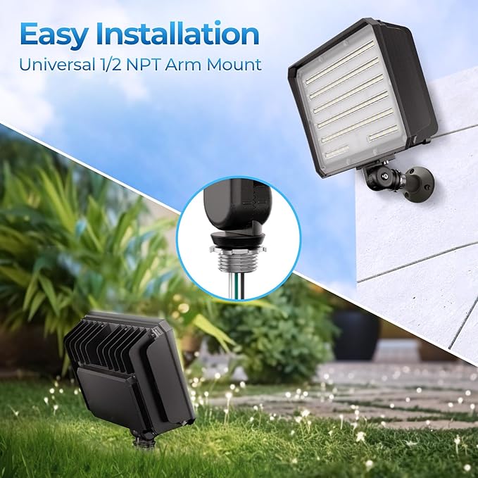 CINOTON 100W LED Flood Lights Outdoor, 14000LM IP65 Waterproof Security Wall Pack Lighting Fixture with 180° Knuckle for Court Porch Patio Garage 5000K Daylight AC100-277V 1 Pack