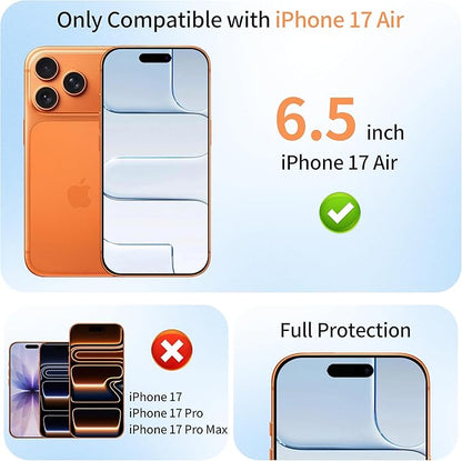 2 Pack Mirror Screen Protector for iPhone 17 Air Privacy Tempered Glass Mirrored Effect Anti-Spy Easy Installation Frame Full Coverage Shatterproof Anti-Scratch Anti-Bubble (6.6 inch Silver)