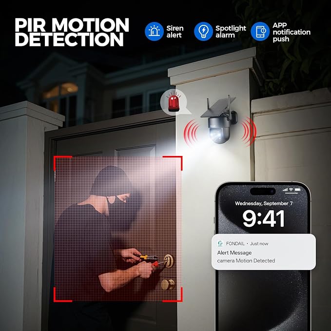 LITYMOL 4G LTE Cellular Security Camera, 2K Outdoor Camera Wireless with 360° View, Color Night Vision, AI Detection, 2-Way Audio, Spotlight Siren Alarm, SD/Cloud Storage