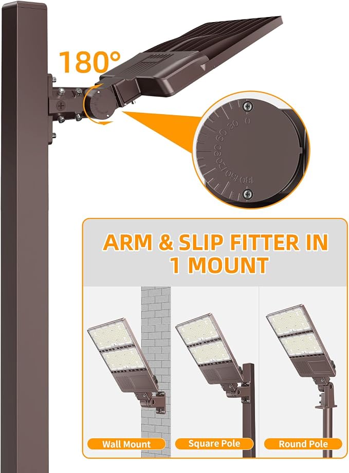 9 Pack 480V LED Parking Lot Light 320W/256W/192W 48000LM LED Shoebox Light with Photocell ETL Listed Flood Lights Arm & Slip Fit Mount 5000K IP65 AC277-480V for Street Roadway