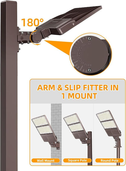 9 Pack 480V LED Parking Lot Light 320W/256W/192W 48000LM LED Shoebox Light with Photocell ETL Listed Flood Lights Arm & Slip Fit Mount 5000K IP65 AC277-480V for Street Roadway