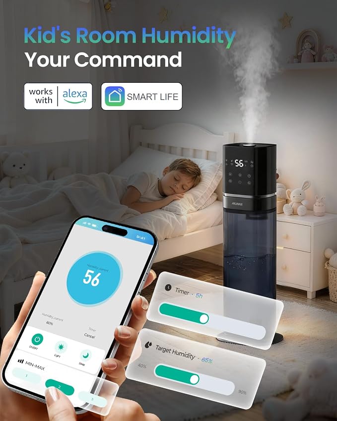 Humidifiers for Bedroom 2.1Gal/8L, Smart Humidifier for Large Room