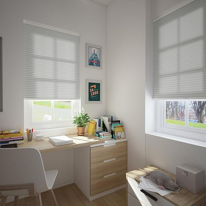 Changshade Cordless Cellular Shades Light Filtering Custom Size, Honeycomb Door Indoor Window Blinds 1.5 inch Cell Easy Install for Home, Office, Living Room, Bedroom, Bathroom, Nursey, Grey