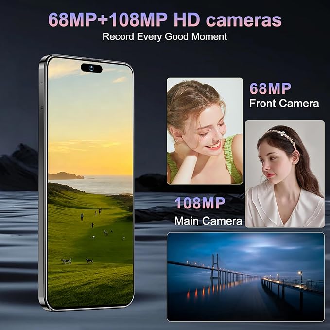 17PM Smartphone: Snapdragon 8 Gen 3, 12GB RAM + 512GB Storage, 7000mAh Battery, 6.99-inch Display, 68MP+108MP Camera, Android 15, 5G, Dual SIM - Superior OS Outperforms Competitors (Black)