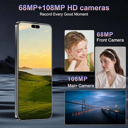 17PM Smartphone: Snapdragon 8 Gen 3, 12GB RAM + 512GB Storage, 7000mAh Battery, 6.99-inch Display, 68MP+108MP Camera, Android 15, 5G, Dual SIM - Superior OS Outperforms Competitors (Black)