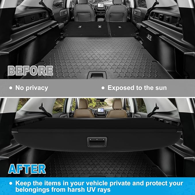 Retractable Cargo Cover Compatible with Ford Bronco Sport 2021-2025 Rear Cargo Security Trunk Cover, Anti-Peeping Luggage Privacy Screen, Rear Trunk Security Shade Shield Tonneau Cover