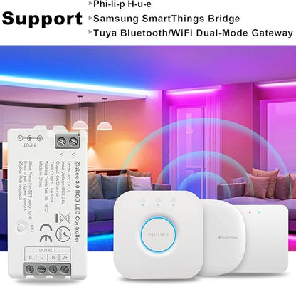 ZigBee 3.0 LED Controller C03Z RGB LED Strip Bulb Dimmer Compatible with Echo Plus Home-kit Zigbee Hub Bridge Required DC5-24V for LED Strip Lights