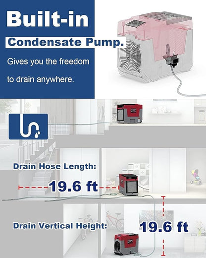 ALORAIR 180 PPD Commercial Dehumidifier Smart APP Control, 28 Gallons Industrial Dehumidifier for Home, Basements, Garages, Crawl Space, Water Damage Restoration, Storm LGR 850X