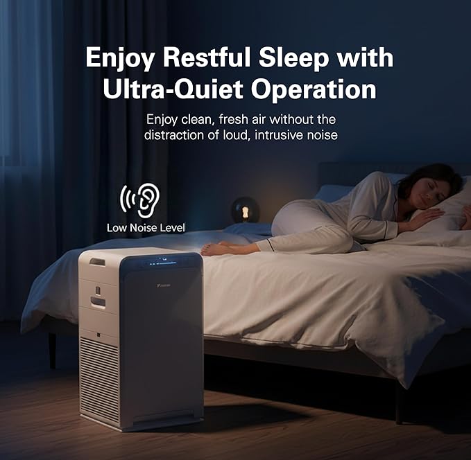 Daikin MCB50YSAU Room Air Purifier for Home, HEPA, Activated Carbon, Pre-Filter and UVC LED Light, Zero Ozone Product, CARB Certified, 10.5 x 10.5 x 19.5 in