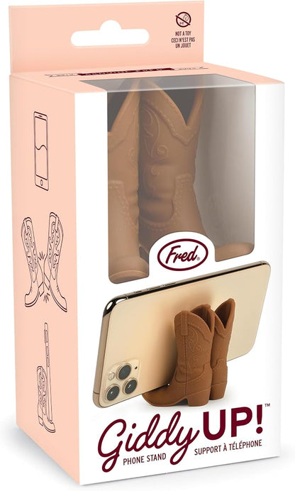 Genuine Fred Giddy UP Phone Stand, Brown, Cowboy Boot Tech Accessory, Fits Most Mobile Smartphones, Grippy Silicone, Fun Cowboy Boot Details