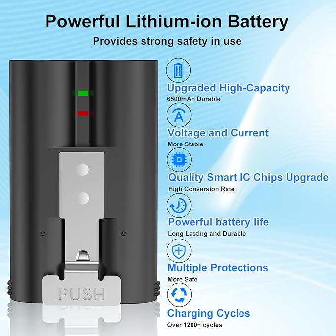 2 Packs 6500mAh Camera Battery for Ring-Video Doorbell 2/3/ 3plus/ 4 Camera/Stick Up Cam/Spotlight Camera Battery, New Upgrade Rechargeable V4 Replacement Battery (V4)