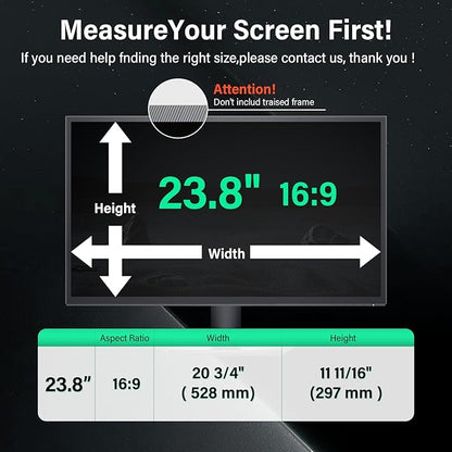 [2 Pack] 23.8 Inch Computer Privacy Screen for 16:9 Aspect Ratio Widescreen Monitor, Eye Protection Anti Glare Blue Light Computer Monitor Privacy Filter, Removable 23.8 in Protector Film
