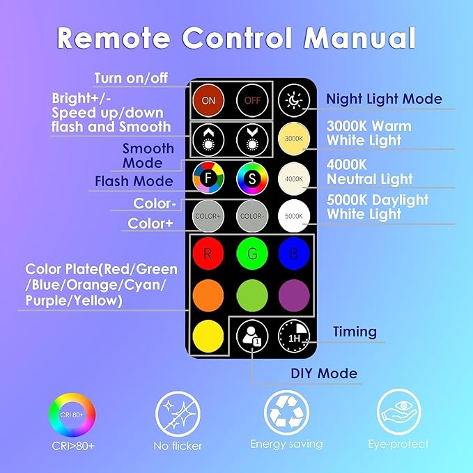 FTL PAR38 LED Color Changing Flood Light Bulb with Remote Control, Dimmable RGB Colored Light Bulbs 14W=100W, 30 Colors, Timer, 2700K-6000K, Outdoor Spotlight Bulbs for Recessed Can Lighting 2-Pack