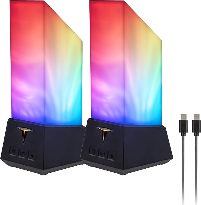 Enbrighten Smart Gaming Light Towers with RGBW Galaxy Projector | Space Nebula Effects, Alexa and Google Compatible, App-Controlled Ambient Lighting, Night Light for Kids Room and Game Room
