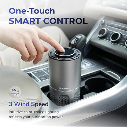 ALIENONE AP-C2-D Car Air Purifier, Portable Personal Mini Unit for Car Home Office Bedroom Desk Travel RV Camping, Compact Quiet Design, 360° Airflow for Small Spaces