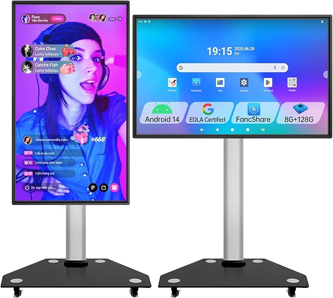 JAV Smart Board 43 Inch,Electronic Interactive Smartboard for Classroom Office Home, Screen Mirroring from Android OS Board for Presention Annotation Live Streaming (Wall Mount Included)