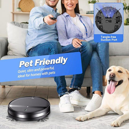 Kilgone Ultra-Slim 2.8in Robot Vacuum & Mop, Quiet 65dB, No-Tangle, Smart 3D Obstacle Avoidance, 2H Runtime for Pet Hair, Hard Floor & Low-Pile Carpet, App/Alexa