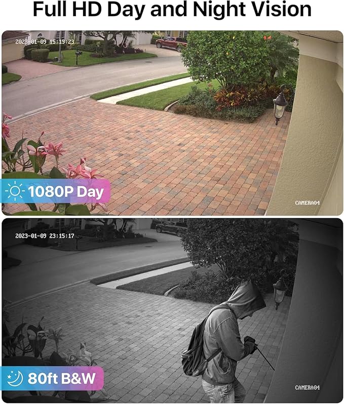ZOSI 5MP Lite Home Security Camera System,8CH H.265+ CCTV DVR,8pcs 1080P 1920TVL Weatherproof Surveillance Cameras,80ft Night Vision,Motion Alert,Remote Access for 24/7 Recording.
