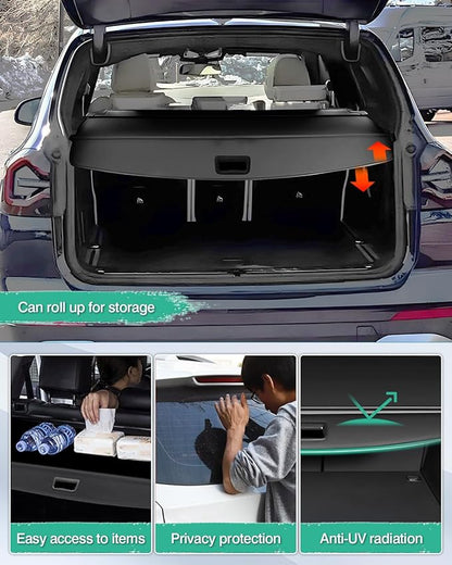 Powerty Retractable Cargo Cover for 2018-2024 BMW X3, Canvas Texture Trunk Cover Privacy Screen Rear Security Shade for BMW X3 Accessories